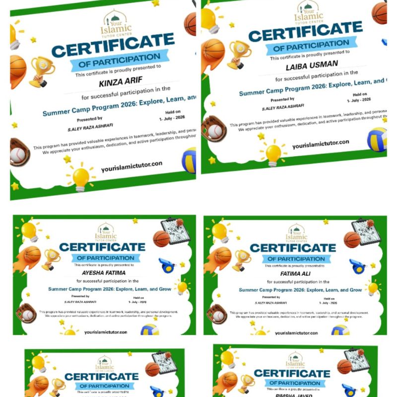 Certificates of Summer Camp